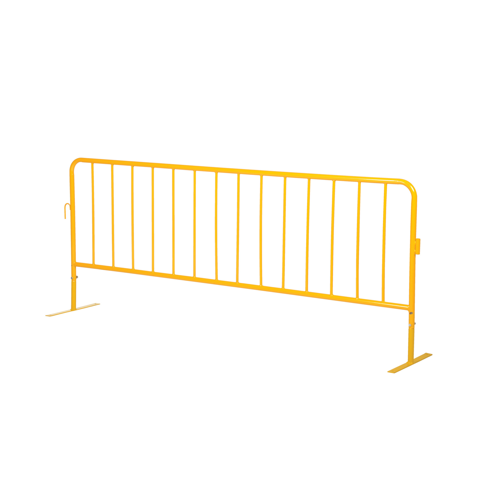 Vestil Steel Heavy Duty Crowd Control Interlocking Barrier with Flat Feet 101-3/4 In. Length Yellow
